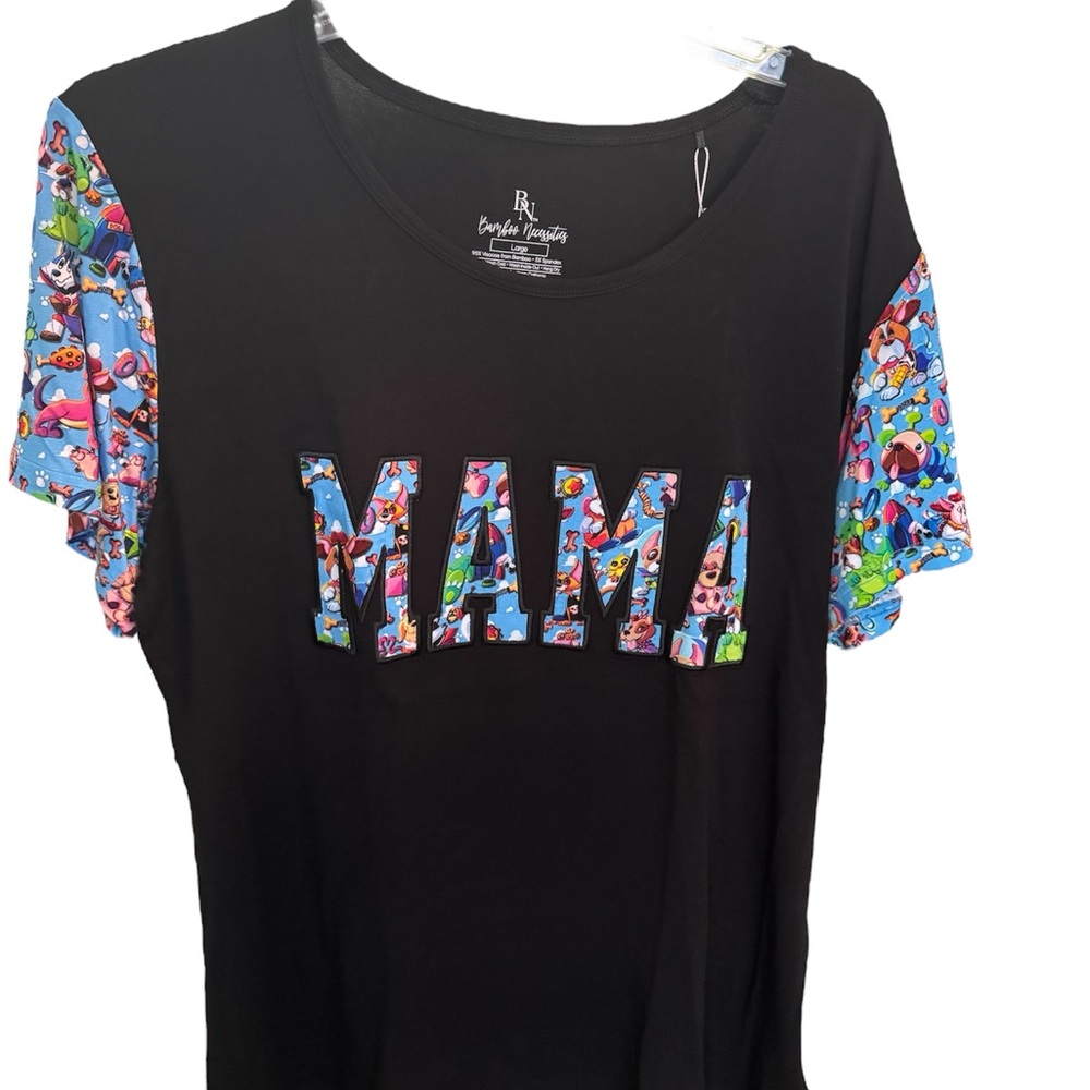 BAMBOO Black MAMA embroidered top